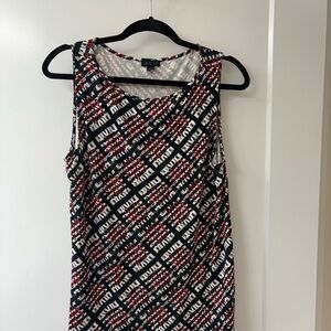 J. Jill Wearever Collection Red & Black Printed Sleeveless Blouse SZ M